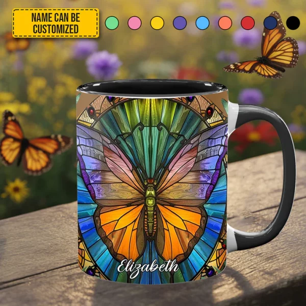 Personalized Vibrant Butterfly Accent Mug - Image 3