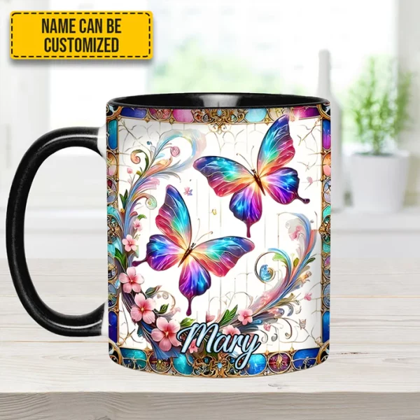Beautiful Butterflies - Personalized Butterfly Accent Mug - Image 2