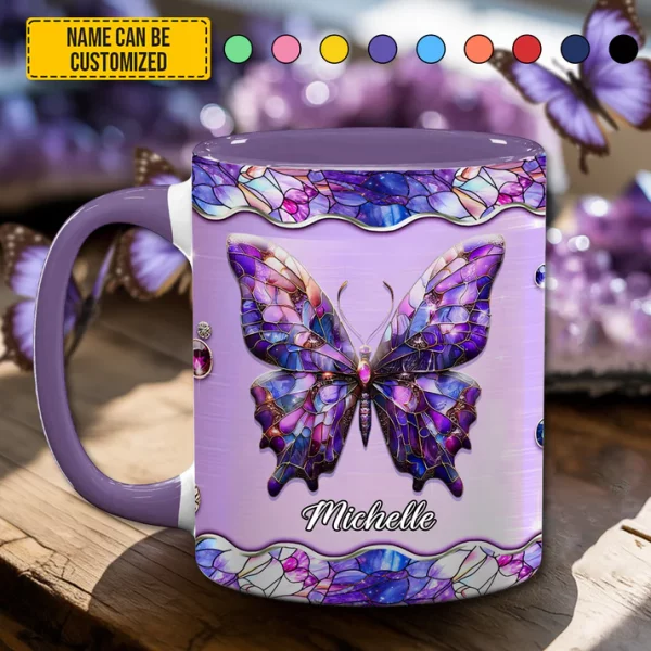 Sparkle Butterfly - Personalized Accent Mug - Image 5