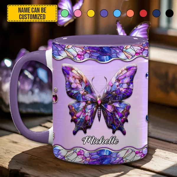 Sparkle Butterfly - Personalized Accent Mug - Image 2
