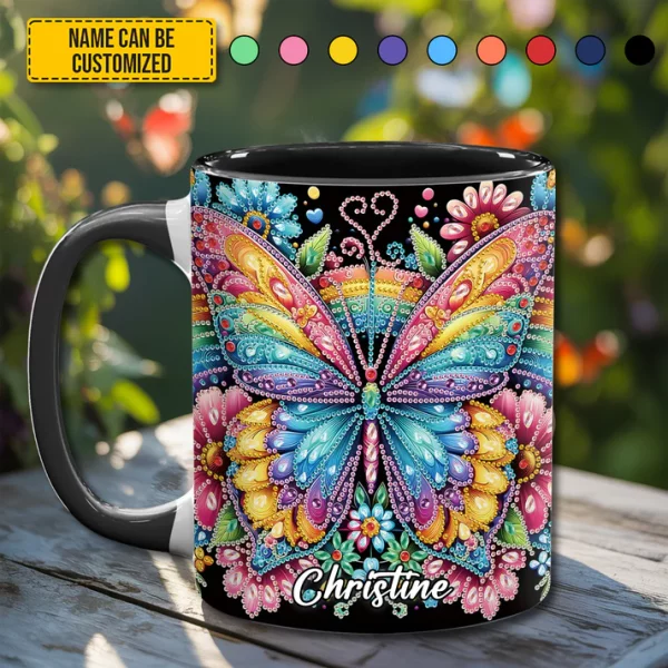 Diamond Butterfly – Personalized Butterfly Accent Mug - Image 2
