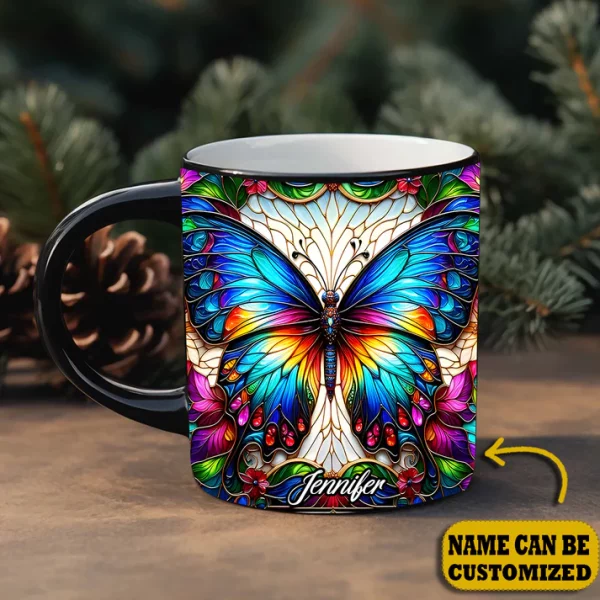 Beautiful Butterfly - Personalized Butterfly Accent Mug - Image 2