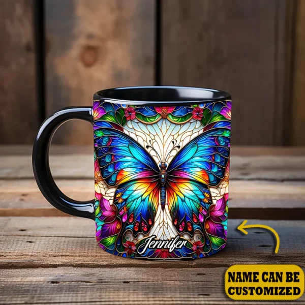 Beautiful Butterfly - Personalized Butterfly Accent Mug - Image 4