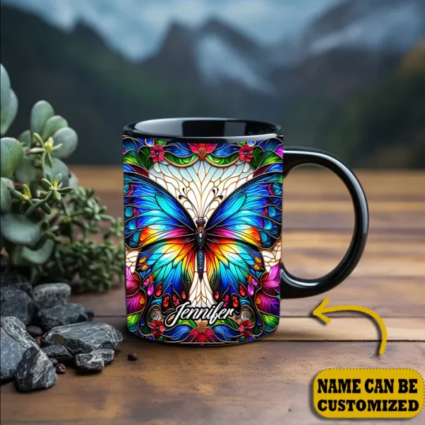 Beautiful Butterfly - Personalized Butterfly Accent Mug - Image 3