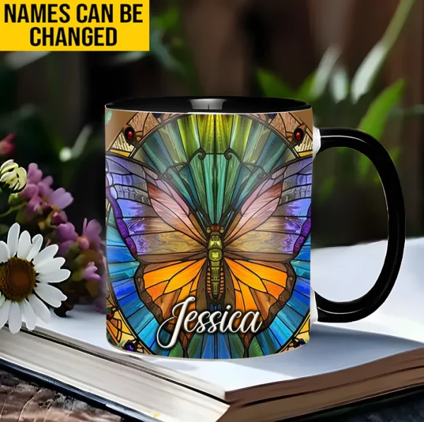 Personalized Vibrant Butterfly Accent Mug