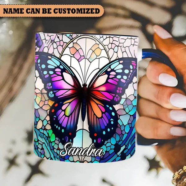 Beautiful Butterfly - Personalized Butterfly Accent Mug - Image 3