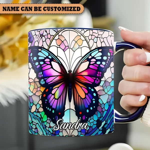 Beautiful Butterfly - Personalized Butterfly Accent Mug - Image 2