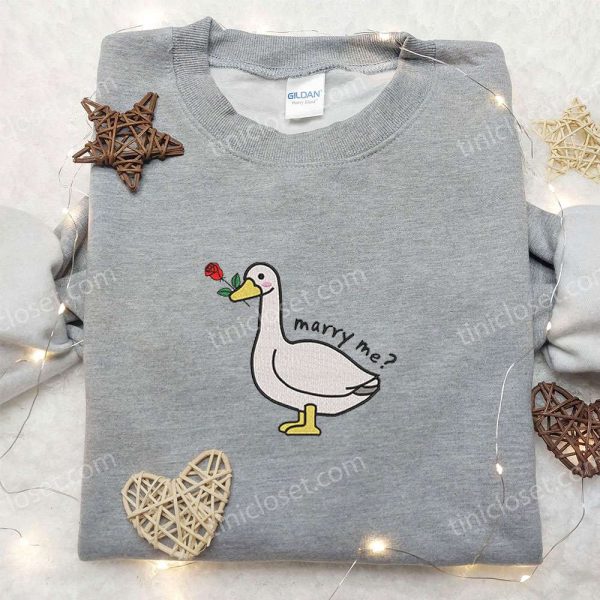 Marry Me Silly Goose Embroidered Shirt, Animal Embroidered Shirt, Valentine's Day Embroidered Shirt - Small Gifts Great Love - Image 5