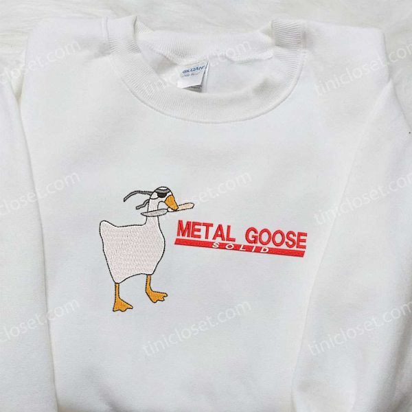 Metal Goose Solid Embroidered Shirt, Animal Embroidered Shirt, Funny Embroidered Shirt - Small Gifts Great Love