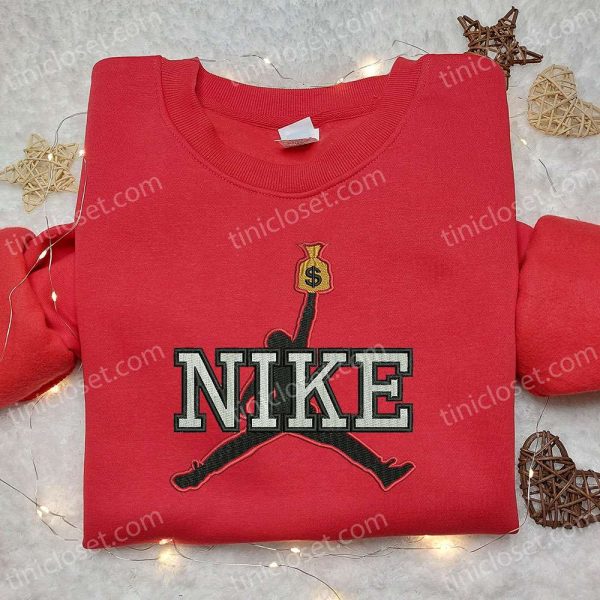 Micheal Jordan x Nike Embroidered Tshirt, Nike Inspired Embroidered Shirt, Best Gift for Him - Small Gifts Great Love - Image 4
