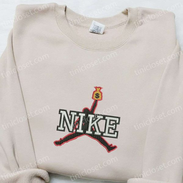 Micheal Jordan x Nike Embroidered Tshirt, Nike Inspired Embroidered Shirt, Best Gift for Him - Small Gifts Great Love - Image 5