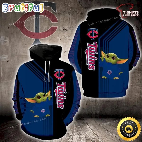 Minnesota Twins Baby Yoda Green Full Print 3d Hoodie
