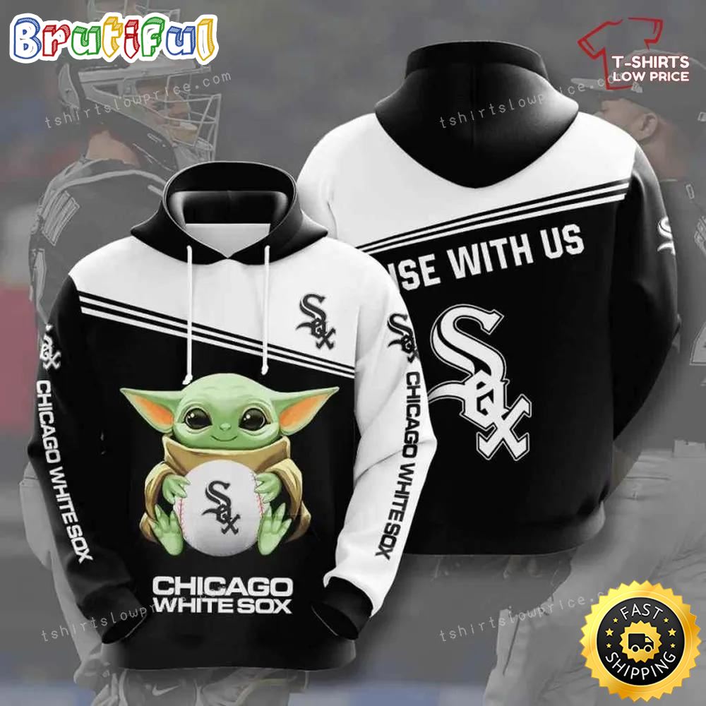 Mlb Chicago White Sox Baby Yoda Hold Sox Logo 3d Hoodie