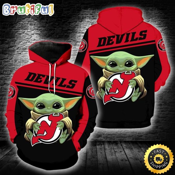 New Jersey Devils Baby Yoda 3d Hoodie