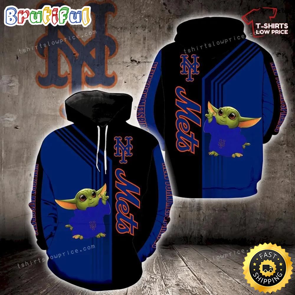 New York Mets Baby Yoda Full Print 3d Hoodie Zipper For Men Women, New York Mets Fan Gift