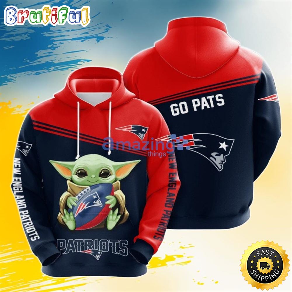 Nfl New England Patriots Baby Yoda 3d Pullover Hoodie For Fans