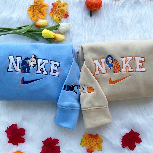 Nike Matching Couple Coraline And Wybie Embroidery Sweatshirt - TerraBell Designs