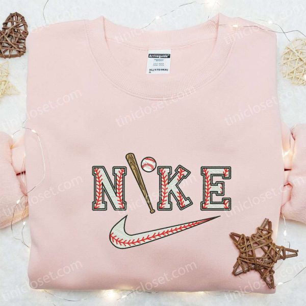 Nike x Baseball Embroidered T-shirt, Sports Embroidered T-shirt, Nike Inspired Embroidered Shirt - Small Gifts Great Love - Image 2