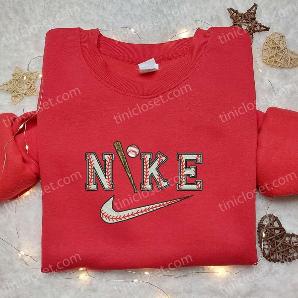 Nike x Baseball Embroidered T-shirt, Sports Embroidered T-shirt, Nike Inspired Embroidered Shirt - Small Gifts Great Love - Image 3