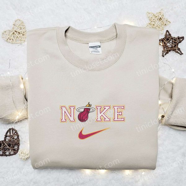 Nike x Miami Heat Embroidered Shirt, NBA Sports Embroidered Shirt, Nike Inspired Embroidered Shirt - Small Gifts Great Love