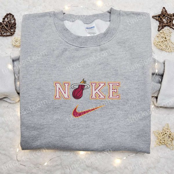 Nike x Miami Heat Embroidered Shirt, NBA Sports Embroidered Shirt, Nike Inspired Embroidered Shirt - Small Gifts Great Love - Image 2