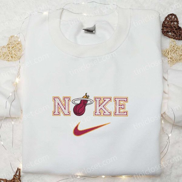 Nike x Miami Heat Embroidered Shirt, NBA Sports Embroidered Shirt, Nike Inspired Embroidered Shirt - Small Gifts Great Love - Image 3