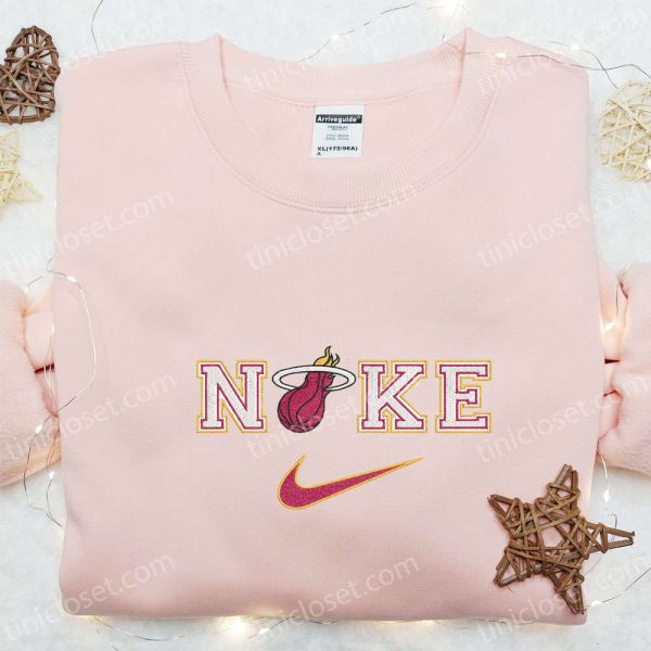 Nike x Miami Heat Embroidered Shirt, NBA Sports Embroidered Shirt, Nike Inspired Embroidered Shirt - Small Gifts Great Love - Image 4