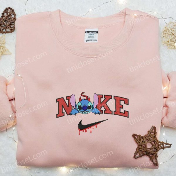 Nike x Stitch Devil Boogie Embroidered Shirt, Halloween Embroidered Sweatshirt, Disney Characters Embroidered T-shirt - Small Gifts Great Love - Image 2