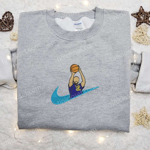 Nike x Swoosh Basketball Embroidered Shirt, NBA Sports Embroidered Shirt, Nike Inspired Embroidered Shirt - Small Gifts Great Love - Image 4