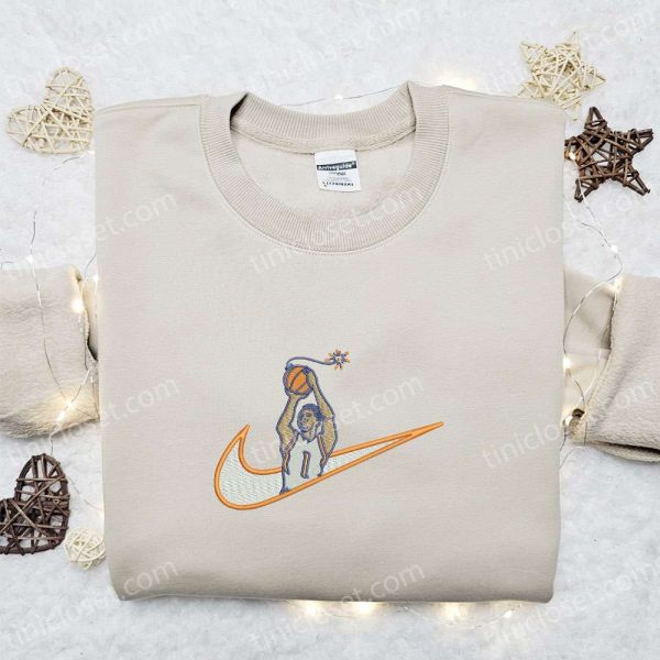 Nike x Swoosh Basketball Embroidered Sweatshirt, NBA Sports Embroidered Sweatshirt, Nike Inspired Embroidered Sweatshirt - Small Gifts Great Love
