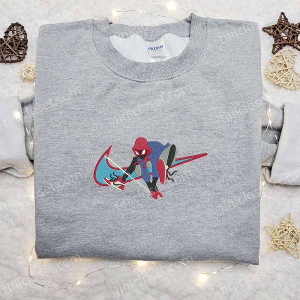 Nike x Swoosh Spiderman Jordan Embroidered Shirt, NBA Sports Embroidered Shirt, Custom Nike Embroidered Shirt - Small Gifts Great Love - Image 2