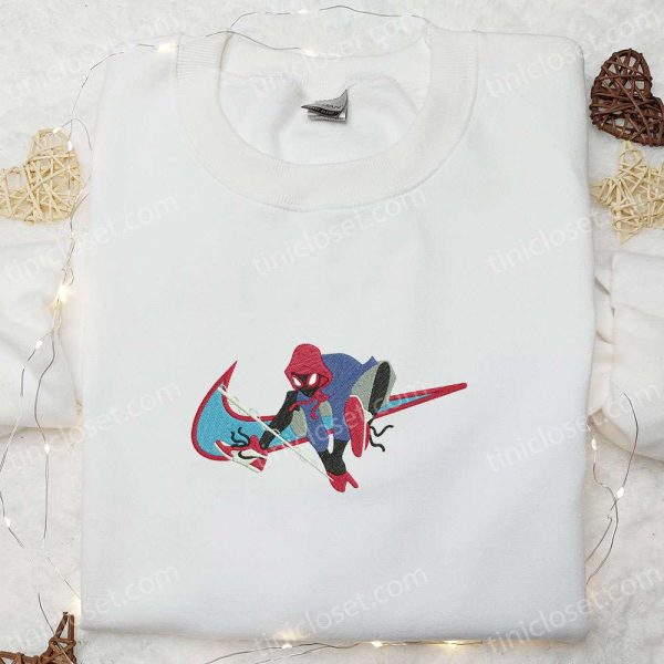 Nike x Swoosh Spiderman Jordan Embroidered Shirt, NBA Sports Embroidered Shirt, Custom Nike Embroidered Shirt - Small Gifts Great Love - Image 3