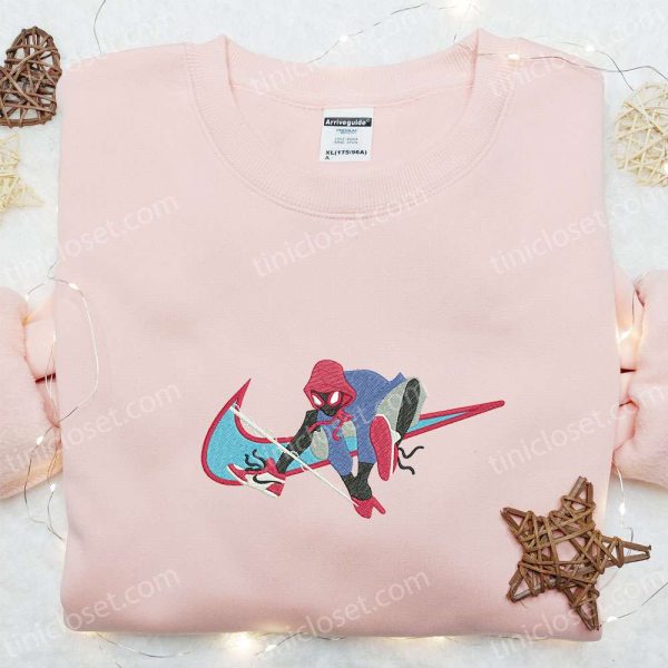 Nike x Swoosh Spiderman Jordan Embroidered Shirt, NBA Sports Embroidered Shirt, Custom Nike Embroidered Shirt - Small Gifts Great Love - Image 4