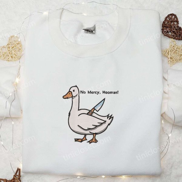 No Mercy Hooman Knife Silly Goose Embroidered Shirt, Animal Embroidered Shirt, Funny Embroidered Shirt - Small Gifts Great Love