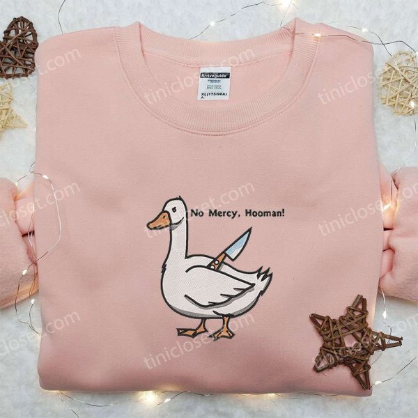 No Mercy Hooman Knife Silly Goose Embroidered Shirt, Animal Embroidered Shirt, Funny Embroidered Shirt - Small Gifts Great Love - Image 2