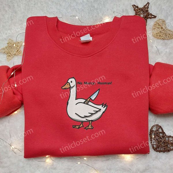 No Mercy Hooman Knife Silly Goose Embroidered Shirt, Animal Embroidered Shirt, Funny Embroidered Shirt - Small Gifts Great Love - Image 3
