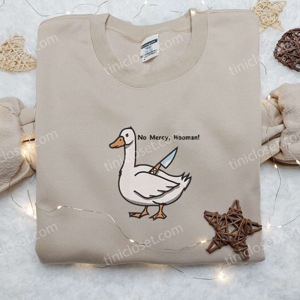 No Mercy Hooman Knife Silly Goose Embroidered Shirt, Animal Embroidered Shirt, Funny Embroidered Shirt - Small Gifts Great Love - Image 4