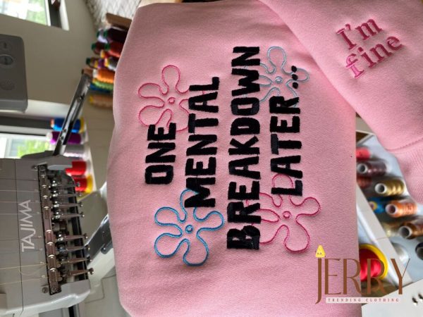 One Mental Breakdown Later SpongeBob Nike Embroidered Sweatshirt