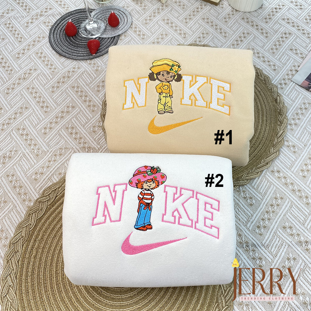 Orange Blossom And Strawberry Shortcake Nike Embroidered Sweatshirt,  Nike Crewneck Embroidered