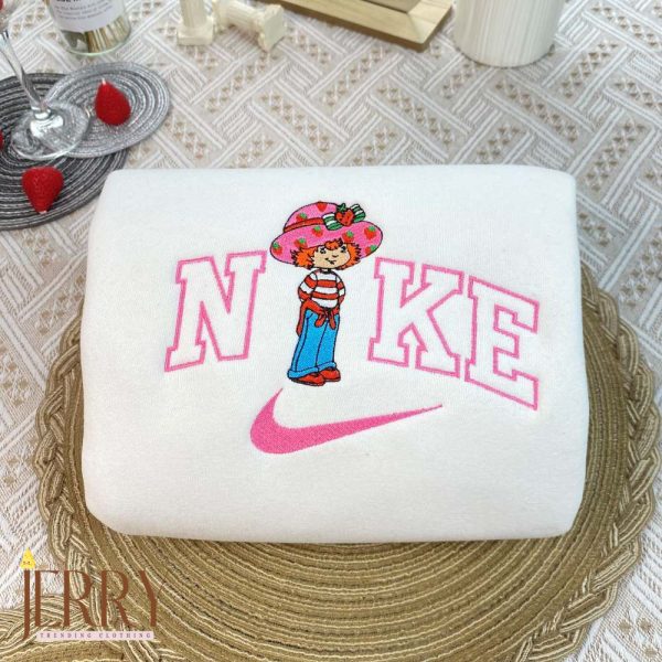 Orange Blossom And Strawberry Shortcake Nike Embroidered Sweatshirt,  Nike Crewneck Embroidered - Image 3