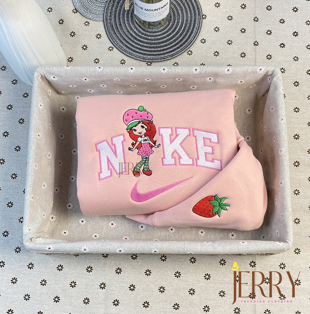 Orange Blossom And Strawberry Shortcake Ver 2009 Nike Embroidered Sweatshirt,  Nike Crewneck Embroidered - Image 2