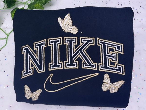 Nike Logo With Butterfly Embroidered Sweatshirt - TerraBell Designs - Image 2