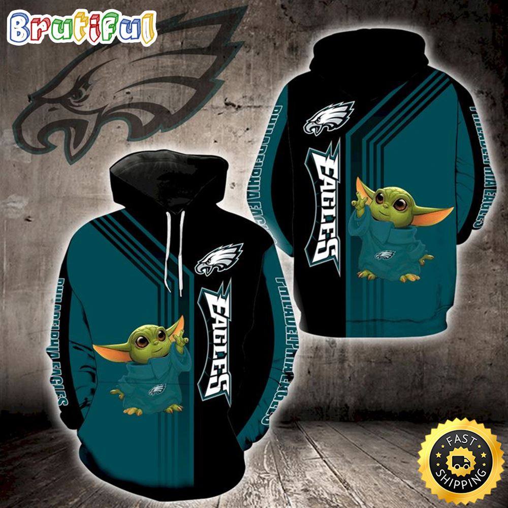 Philadelphia Eagles Yoda 3d Hoodie All Over Printed Philadelphia Eagles Christmas Gifts