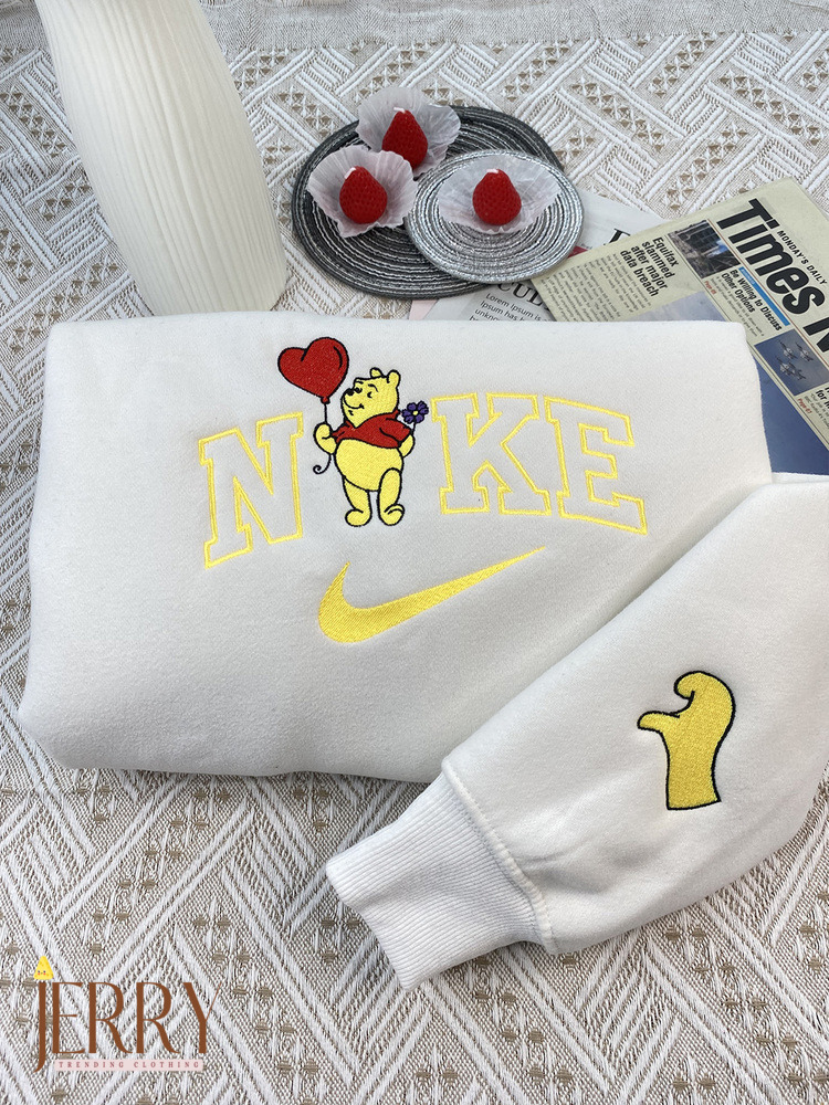 Piglet And Winnie The Pooh Disney Nike Embroidered Sweatshirt, Valentines Day Gift For Couple - Image 3