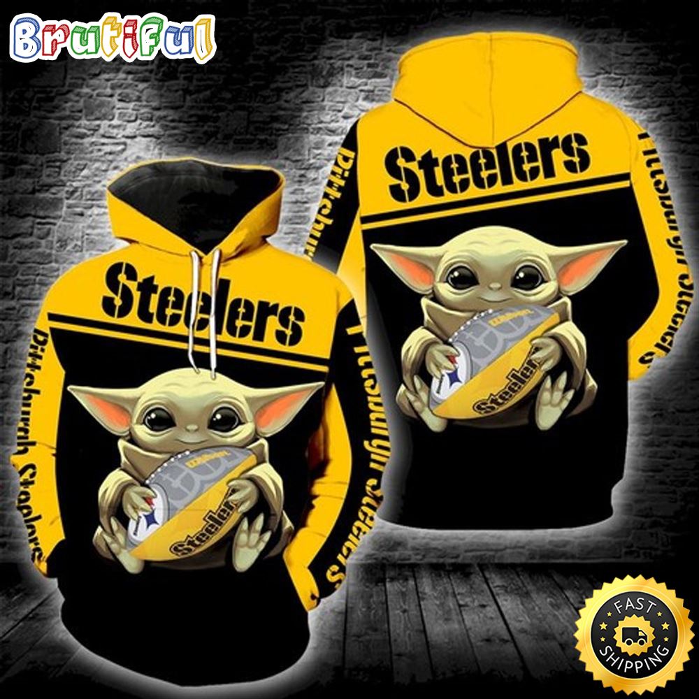 Pittsburgh Steelers Baby Yoda Full Print 3d Hoodie All Over Printed