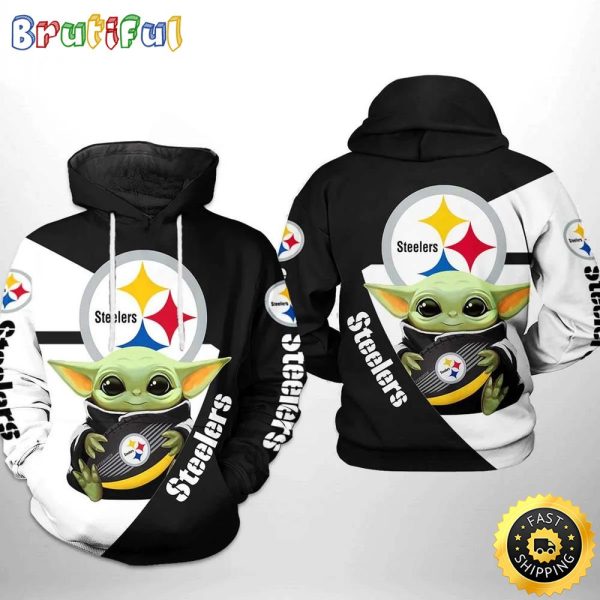 Pittsburgh Steelers Nfl Baby Yoda Team 3d Printed Hoodie