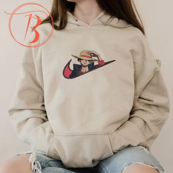 Luffy Nike Anime Embroidered Hoodie - TerraBell Designs
