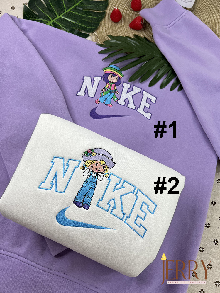 Rainbow Sherbet And Angel Cake Strawberry Shortcake Nike Embroidered Sweatshirt,  Nike Crewneck Embroidered