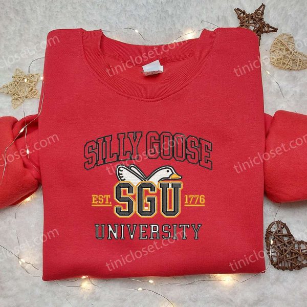SGU University Silly Goose Embroidered Shirt, Animal Embroidered Shirt, Cute Embroidered Shirt - Small Gifts Great Love - Image 3