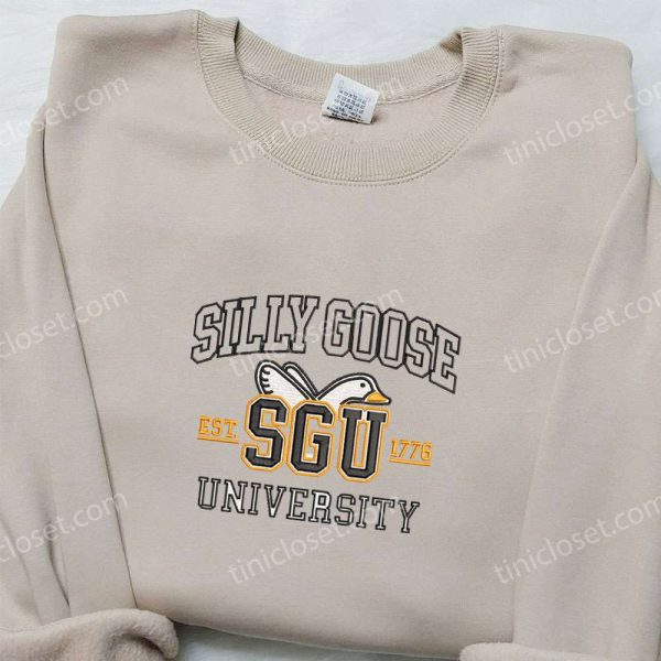 SGU University Silly Goose Embroidered Shirt, Animal Embroidered Shirt, Cute Embroidered Shirt - Small Gifts Great Love - Image 4